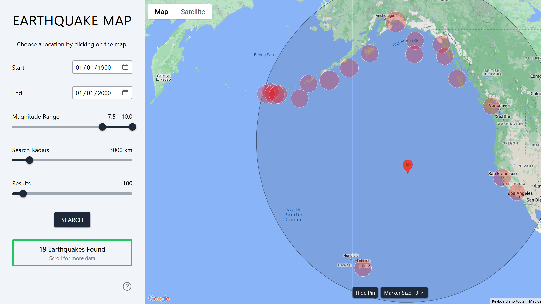 Earthquake Map screenshot